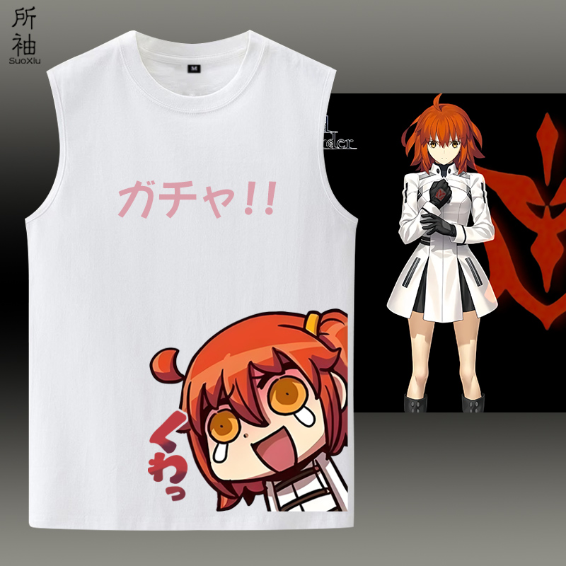 动漫FGO咕哒子fate周边贞德saber周边纯棉无袖T恤衫男女学生背心