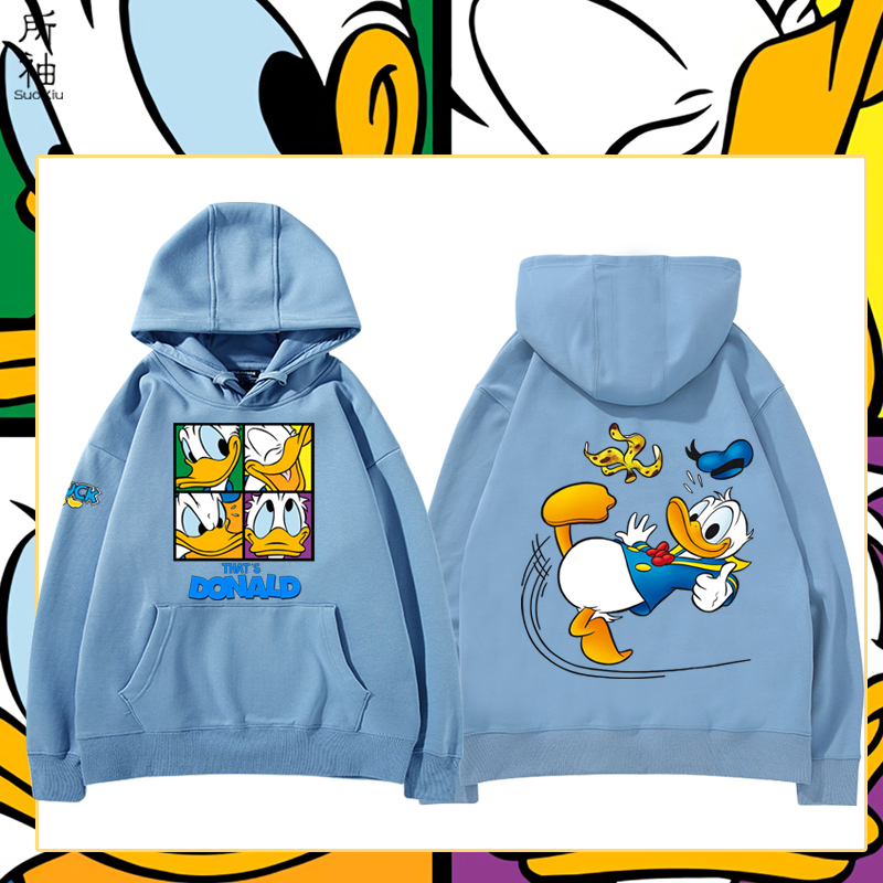 唐老鸭连帽动漫印花卫衣