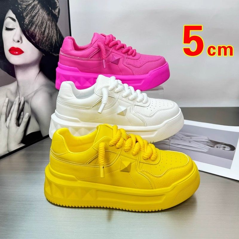 黄色鞋子女2025秋季新款爆款小黄鞋厚底真皮小白鞋百搭配裙子板鞋,女鞋,时尚休闲鞋,淘宝优惠券,粉丝福利购,淘宝优惠卷