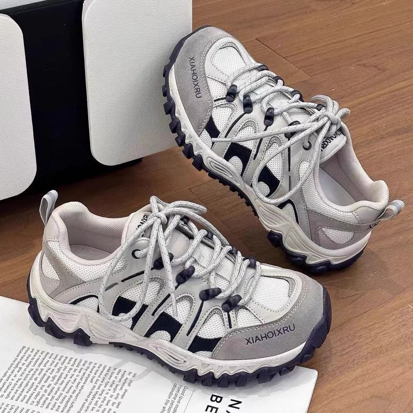 2026春季新款真皮厚底登山鞋德训鞋女复古百搭轻便户外休闲运动鞋