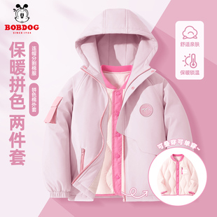 巴布豆童装女童棉服外套冬2026新款儿童内胆校服神器女宝休闲冬装