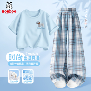 巴布豆童装女童套装夏薄款2026新款儿童纯棉短袖超好看中大童夏装