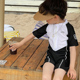 新款 儿童连体游泳衣中小童简约黑白洋气泳衣男女宝沙滩度假泳装