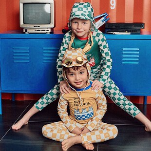 泳装 长裤 宝宝防晒速干保暖游泳衣 儿童泳衣男女中小童长袖 INS新款