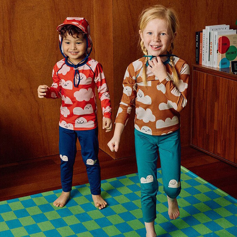 儿童泳衣男孩中小童泳装可爱女童长袖长裤宝宝防晒速干保暖游泳衣