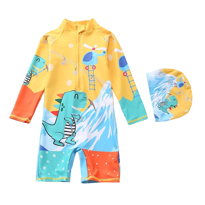 雏袖卡通连体游泳衣长袖防晒