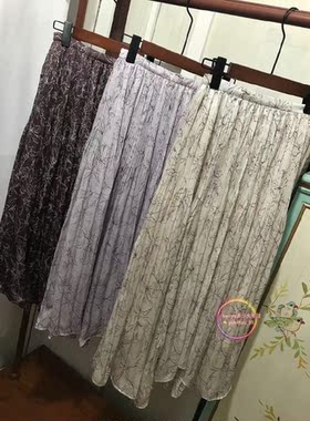 美少女萌的元SN人气甜美仙女不规则印花透视百褶雪纺裙SWFS204176