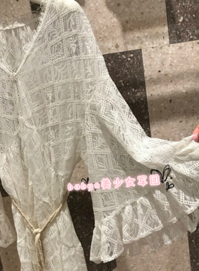 独+真纯原可验 万用俏精致纯色蕾丝系带开衫防嗮上衣SWFC181024