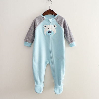 大码摇粒绒秋冬保暖婴儿包脚哈衣