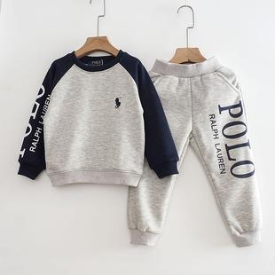 男宝宝加绒卫衣套装秋冬款儿童休闲服两件套保暖中小童装运动服
