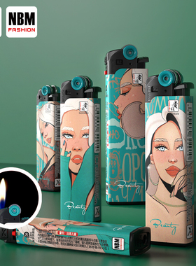 打火机砂轮式火石轮齿轮按压式一次性潮流个性男定制定做logo印字