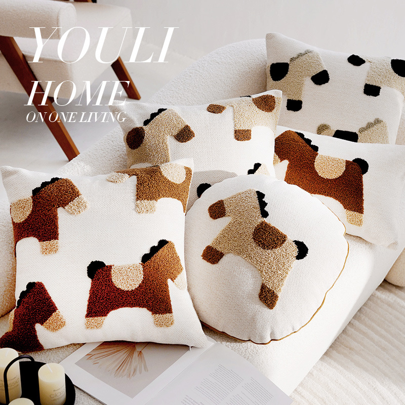 可爱卡通抱枕圆形简约小马沙发