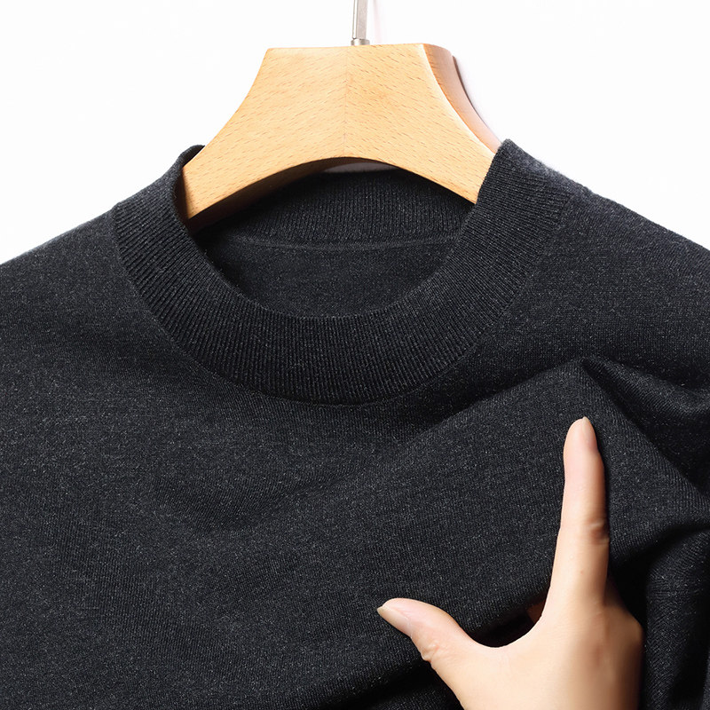羊绒衫男圆领毛衣春秋新款纯色百搭针织衫薄款男士休闲打底羊毛衫