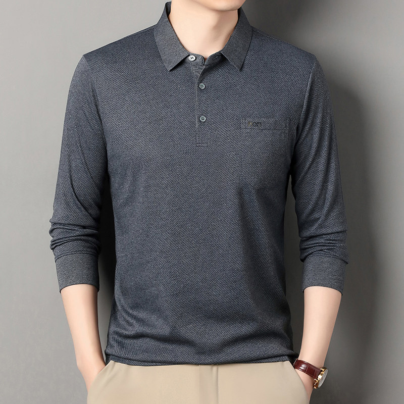 春秋款长袖t恤男士中老年商务翻领Polo衫爸爸装口袋休闲宽松上衣,男装,中老年上装,淘宝优惠券,粉丝福利购,淘宝优惠卷