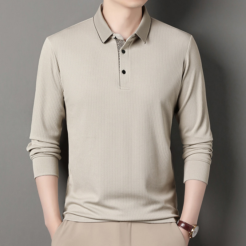 2025新款爸爸装翻领Polo衫男士薄款春秋季中老年商务休闲打底上衣,男装,中老年上装,淘宝优惠券,粉丝福利购,淘宝优惠卷