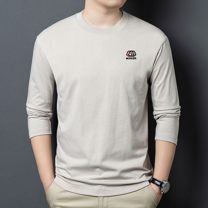春秋季薄款青年圆领纯棉卫衣男士休闲潮流舒适透气长袖T恤打底衫