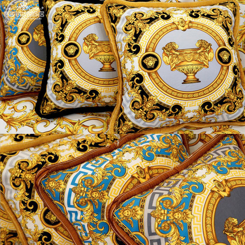 奢华宫廷复古绒印花沙发抱枕