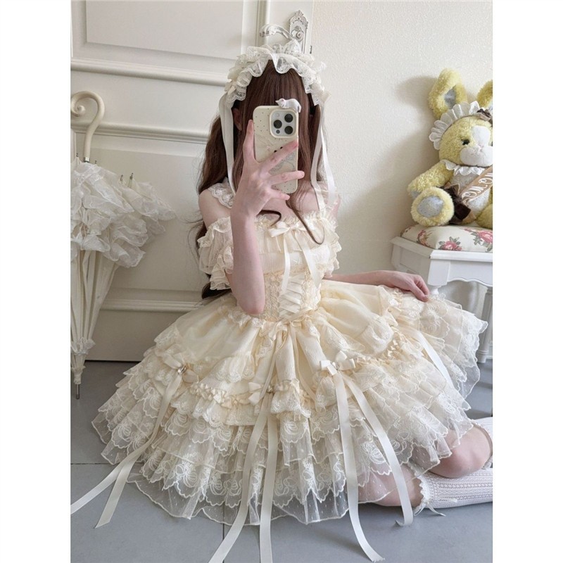现货【缎带心恋】~白糖少女Lolita洋装芭蕾风jsk吊带连衣裙夏图片