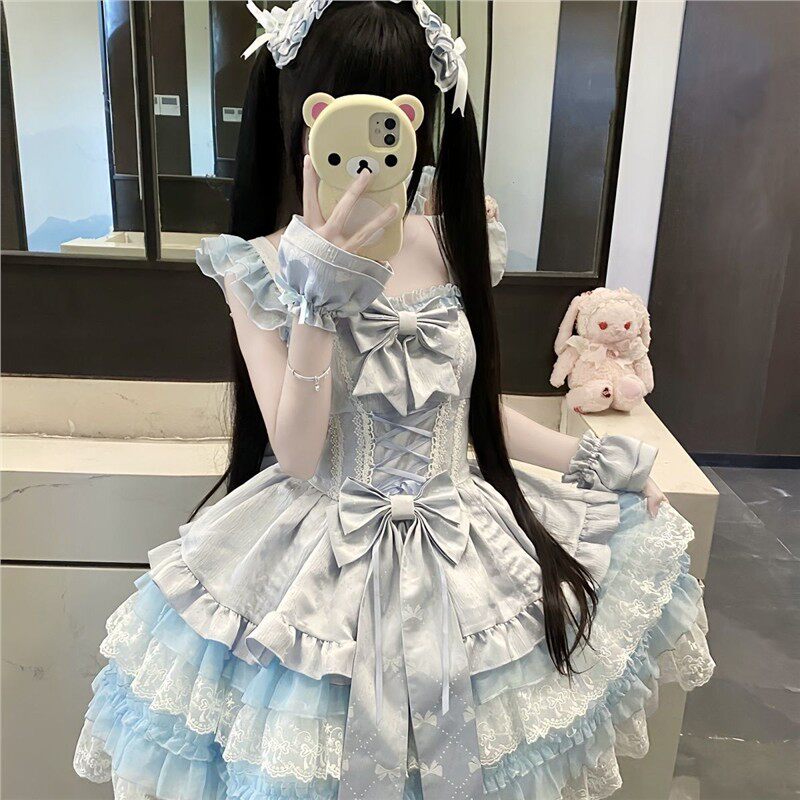 【岚雾絮绵】原创设计Lolita芭蕾风蓝色公主裙洛丽塔裙连衣裙夏季
