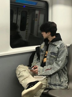 扎染漆点破洞牛仔外套男春秋季宽松bf美式vibe水洗底特律工装夹克