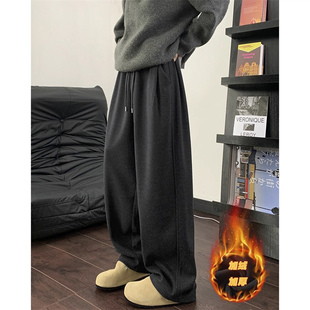 子老爹裤 休闲直筒宽松长裤 男女运动风卫裤 秋冬重磅加绒加厚弯刀裤