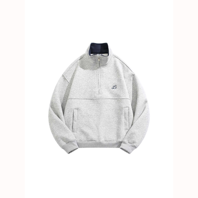 美式立领半拉链套头卫衣