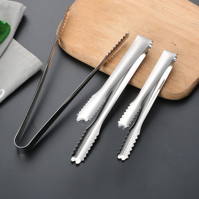 宫竹430不锈钢6寸冰夹家用加厚烧烤夹子水果面包糖夹防滑夹菜公筷