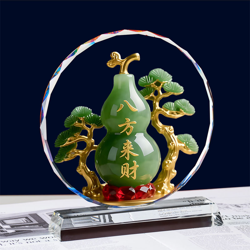 水晶葫芦摆件八方来财招财客厅玄关装饰品鞋柜摆设乔迁新居礼品