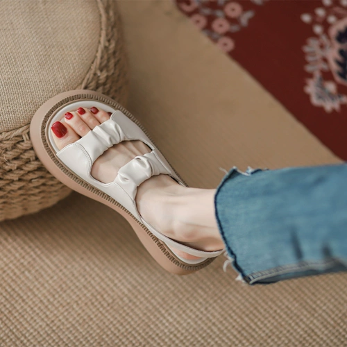 Летние сандалии, универсальная обувь на платформе, 2022 года, из натуральной кожи, в корейском стиле, популярно в интернете