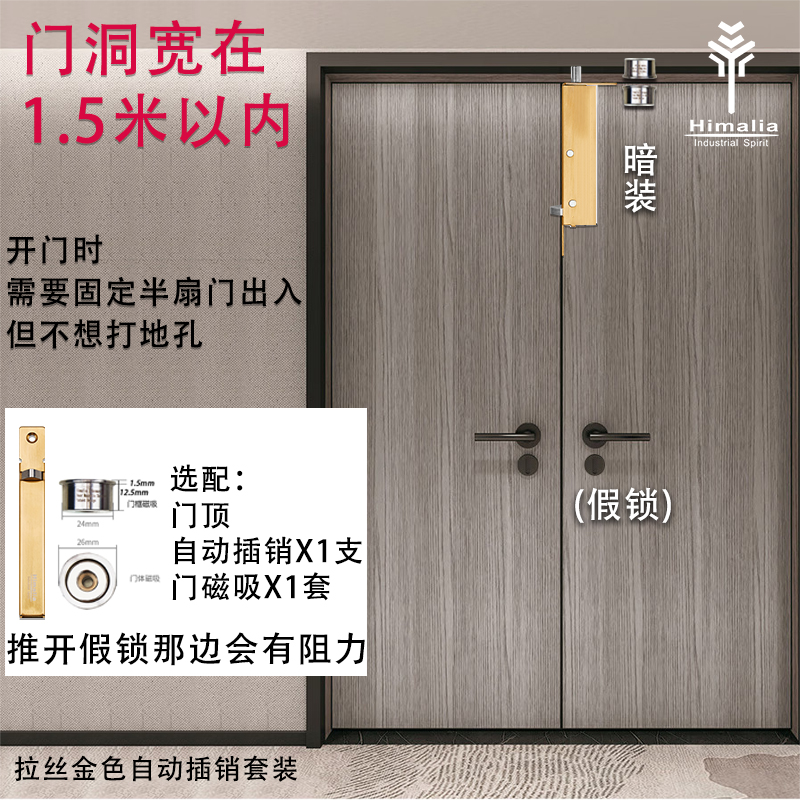 单独固定插销套装双开门自动插销