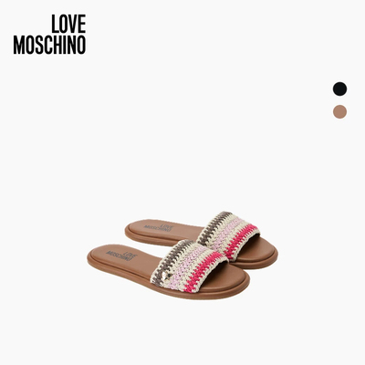 【季末特惠】Love Moschino2026春夏 女士 撞色针织鞋面拖鞋