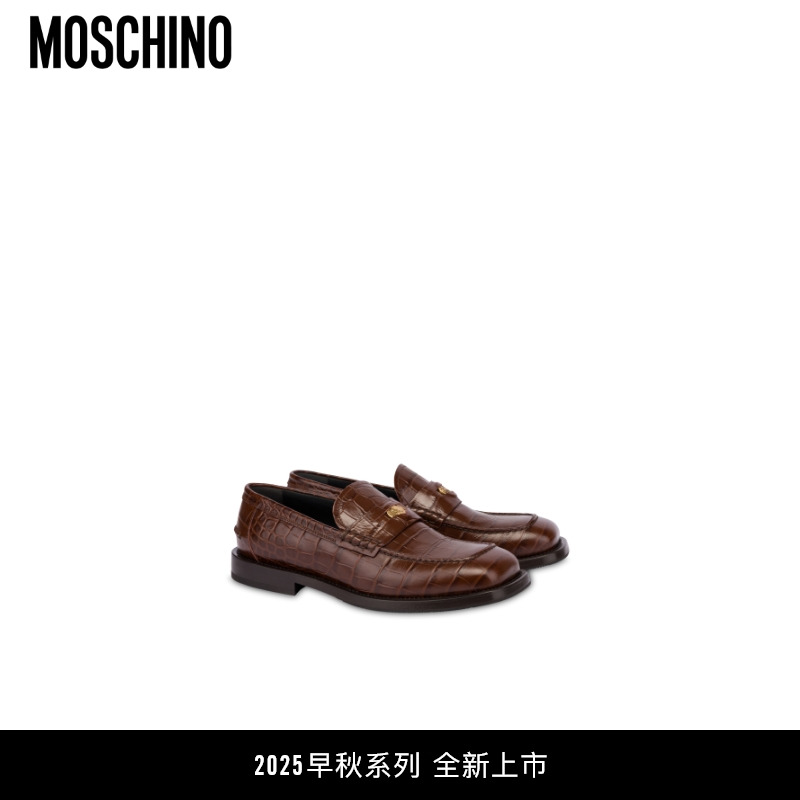 Moschino/莫斯奇诺 25早秋 女士鳄鱼纹小牛皮软皮鞋