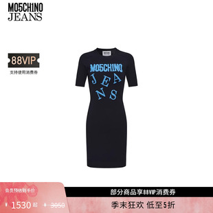 礼物低至5折 短袖 M05CH1N0 女士提花修身 包臀针织连衣裙 JEANS