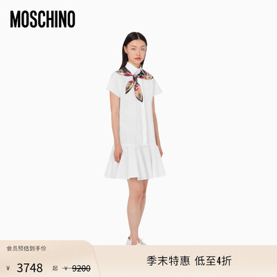 【季末特惠】Moschino/莫斯奇诺 26早春女士印花弹力棉府绸连衣裙
