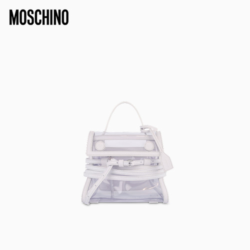 【季末特惠】Moschino/莫斯奇诺 26早春女士透明效果Tie Me手提包