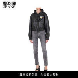 M05CH1N0JEANS女士PunkPrint纳帕皮炸弹夹克 礼物