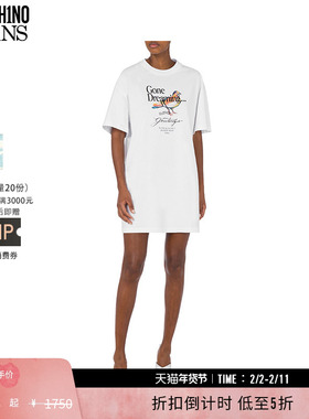 【礼物低至5折】M05CH1N0 JEANS 25早春 女士图案印花T恤连衣裙