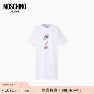 26早春 女士落肩印花设计T恤连衣裙 Jeans Moschino