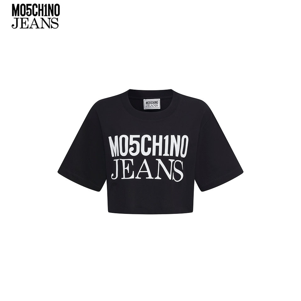 【季末折扣】M05CH1N0 JEANS  女士徽标印花短款T恤露脐上衣