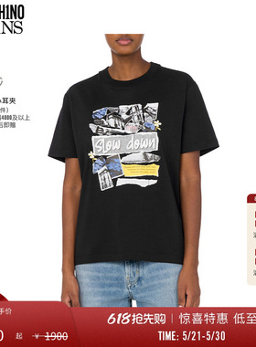 【惊喜特惠】M05CH1N0 JEANS  女士朋克图案棉质针织T恤