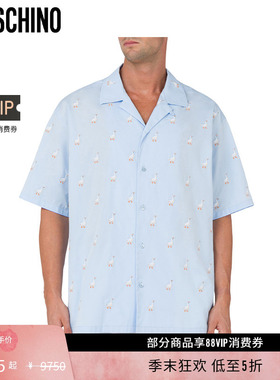 【礼物低至5折】Moschino/莫斯奇诺  男士Allover Goose府绸衬衫