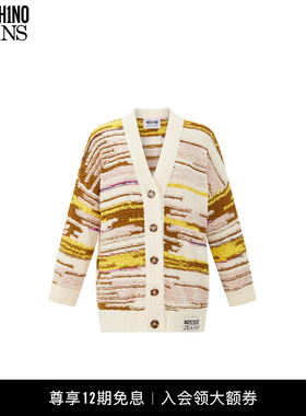 【礼物】M05CH1N0 JEANS  女士多色V领复古印花针织开衫