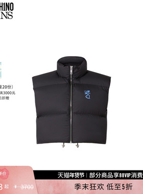 【礼物低至5折】M05CH1N0 JEANS 秋冬 女士黑色徽标印花马甲