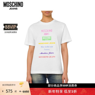 Jeans Moschino 女士多色字母印花T恤圆领上衣 礼物会员5折起