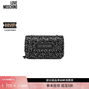 Moschino女士亮片刺绣手拿包磁吸开合链条包 Love 礼物低至5折