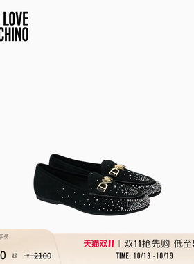 【双11抢先购】Love Moschino 女士心形金属徽标水钻乐福鞋