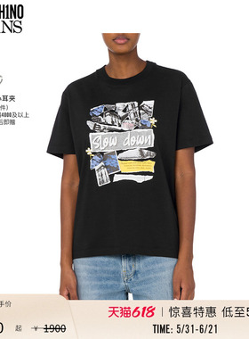 【惊喜特惠】M05CH1N0 JEANS  女士朋克图案棉质针织T恤