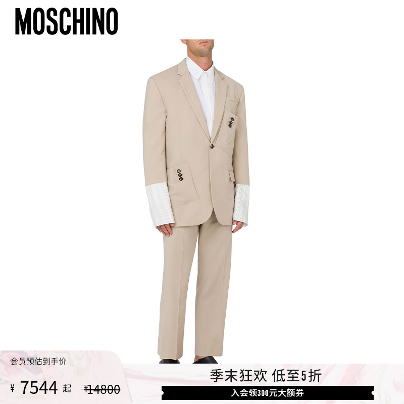 【低至5折】Moschino/莫斯奇诺  男士Cuff Details羊毛帆布外套