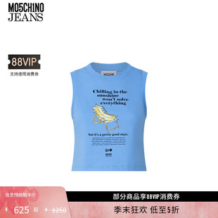 女士泽西风海报图案印花无袖 JEANS M05CH1N0 T恤 礼物低至5折