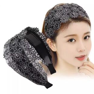 显年轻遮白发帽子头饰女蕾丝宽边发箍高颅顶带齿防滑透气外出发饰
